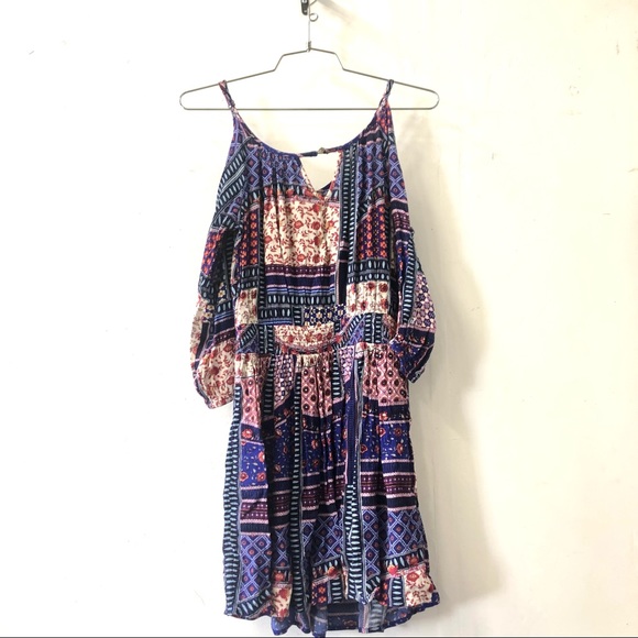 Patchwork boho cold shoulder boho dress American Eagle Outfitters - Picture 2 of 6